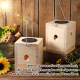 Qualirey 2 Pack Wood Carpenter Bee Traps with Solar Lights, Wasp Traps Outdoor Hanging Hornet Traps Effective Boring Hornet Trap for Outdoor Gardens Patios, 4.1'' W x 4.8'' H x 5.9'' D Qualirey