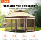VEVOR Pop up Gazebo for 8-10 Person, with Mosquito Netting, Metal Frame, and PU Coated 250D Oxford Cloth, Outdoor Canopy Shelter for Patio, Backyard, Lawn, Garden, Deck, 11 x 11 FT, Brown VEVOR