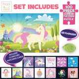 Hapinest 100 Piece Unicorn Puzzle Glow-in-The-Dark Puzzle for Kids Girls & Boys, Birthday Gift w/Bonus Memory Matching Cards & LED Flashlight, Jigsaw Puzzles for Kids Ages 5 6-8 10-12 Years Old and Up Hapinest