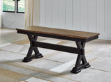 Signature Design by Ashley Wildenauer 50" Dining Bench, 48" W x 16" D x 19" H, Dark Brown & Black Signature Design by Ashley