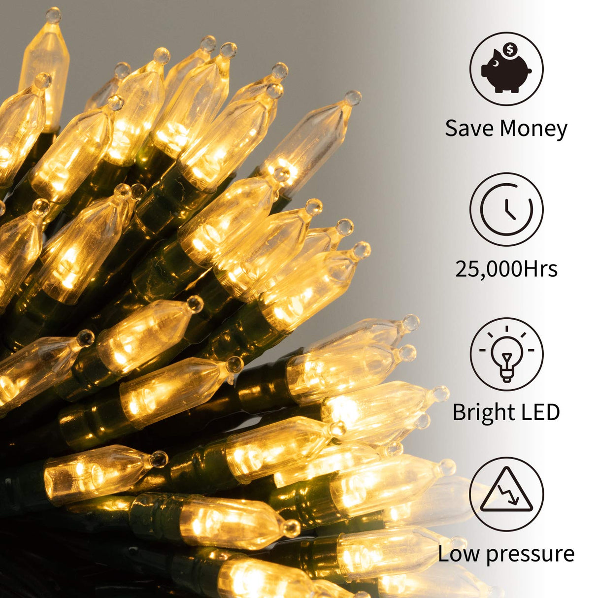 LED Christmas Mini Lights, 75 Feet 200 LED Clear Bulbs String Lights with 8 Light Modes, Connectable Fairy Lights Plug in for Outdoor Xmas Trees Garland Wreath Holiday Decorations, Warm White Minetom