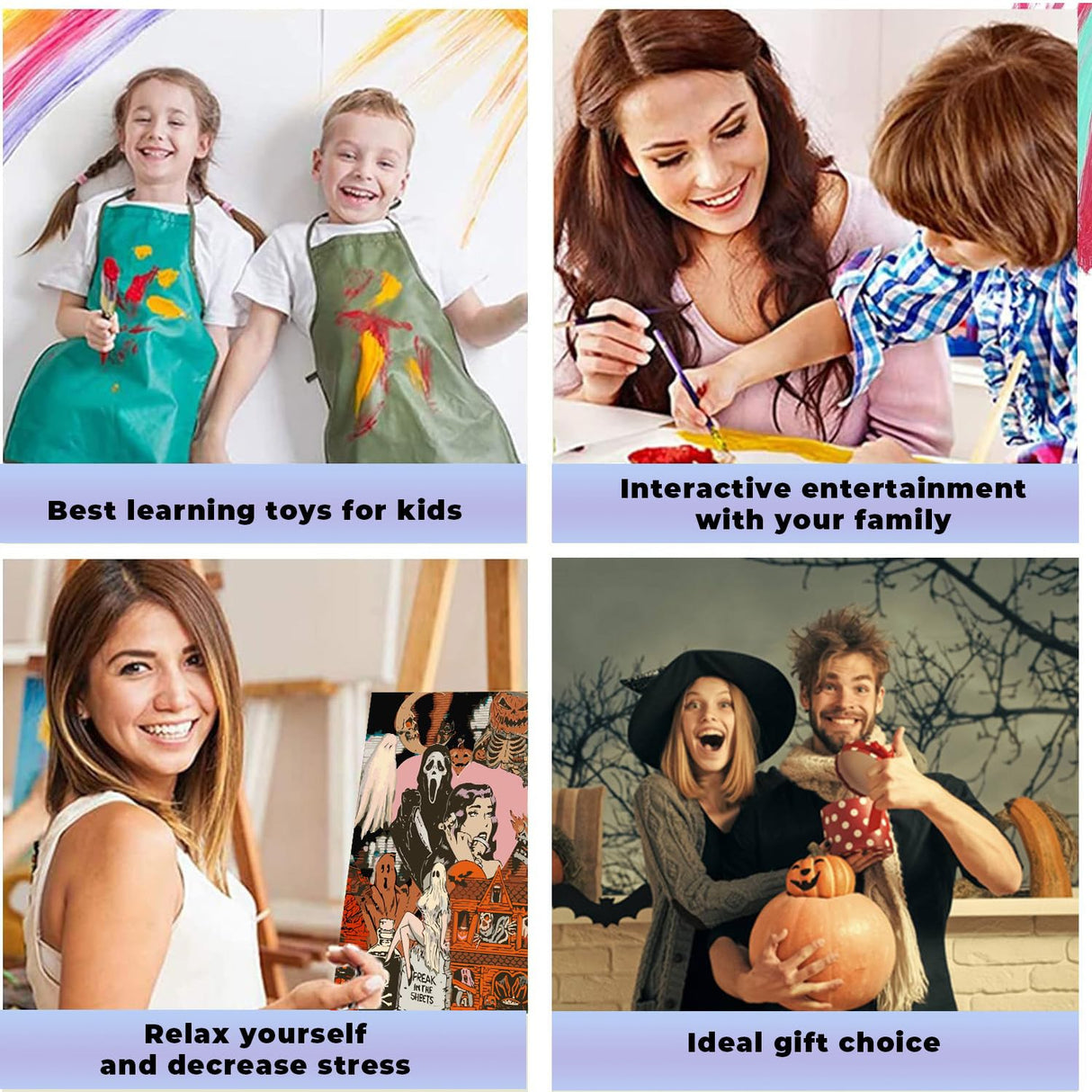 Halloween Paint by Numbers Kits for Adults - Painting by Numbers Kit Halloween, Horror Adults Paint by Number Kits on Canvas Without Frame Oil Painting Acrylic Paints for Home Wall Decor 16X20 inch ajepon