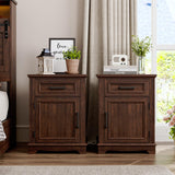 Maupvit Nightstand Set of 2, Bedside Table with Drawers for Bedroom, End Table with Large Storage Cabinet for Small Spaces, Office, Wood, Brown, 17.72” L x 15.75” D x 23.82” H x2 Maupvit