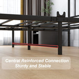 DUMEE Textured Black Metal Queen Bed Frame with Vintage Headboard & Footboard, No Box Spring Needed DUMEE