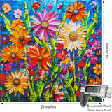 Bgraamiens Puzzle-Mosaic Art Flowers-1000 Pieces Mosaic Art Paper Puzzle for Adults, Stained Glass Art Puzzle with Flowers, Impossible Puzzle Color Challenge Flowers Puzzle for Adults Bgraamiens