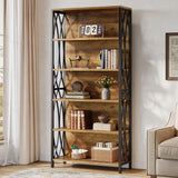 Tribesigns 70.87" Tall Bookshelf, 6-Tier Industrial Bookcase with Geometric Metal Frame & Open Storage Shelves, Freestanding Display Shelf for Home Office, Living Room, Rustic Brown Tribesigns