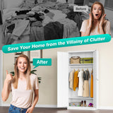 Metal Wardrobe Cabinet with Hanging Rod & Lock,White Armoire Wardrobe Closet,Metal Clothing Storage Cabinet with Adjustable Shelves and Doors,72" Armoire Storage Cabinets for Home,Living/Laundry Room SISESOL