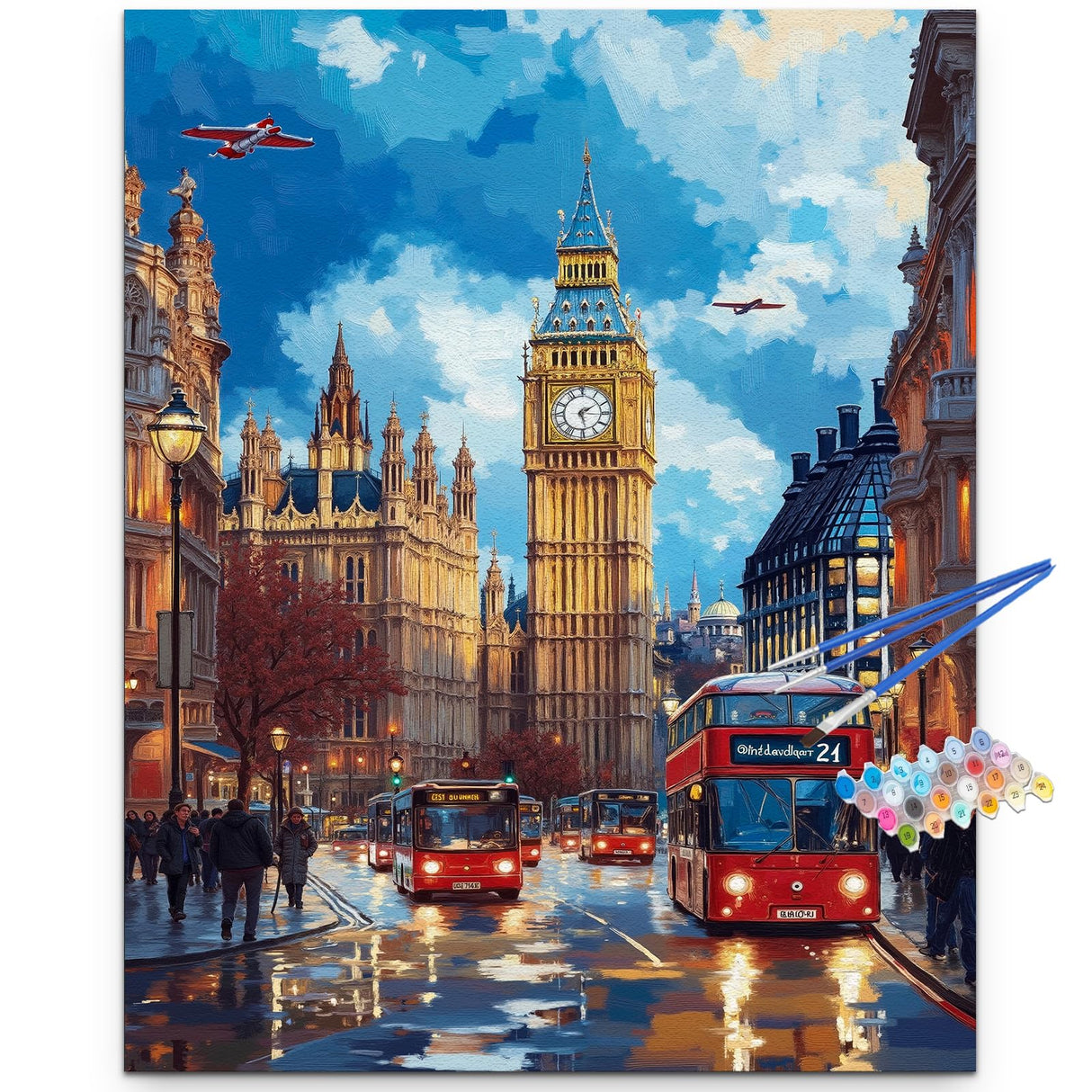 Artunion Big Ben Paint by Numbers Kit for Adults,London City Street Paint by Number Kits, DIY Oil Painting Paint by Number Kits on Canvas Arts Craft for Home Wall Decor 16x20 Inch Artunion