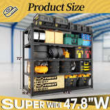 WOZBUD 47.8" W Heavy Duty Garage Shelving 3000LBS Storage Shelves, Adjustable 5-Tier Storage Rack, Metal Shelves for Garage/Warehouse/Basement, 47.8" W x 19.8" D x 72" H, 2 Pack WOZBUD