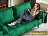 YITAHOME 67" Loveseat Sofa, Velvet Fabric Sofa Couch for Small Space, Modern Loveseat with Button Tufted Seat and Side Storage Pockect, 3 Seater Couch for Living Room Bedroom, 2 Pillow Included, Green YITAHOME