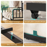 ADORNEVE Daybed with Trundle, Twin Day Bed with Storage Headboard & Charging Station, Height Adjustable Metal Trundle Bed Twin, Sofa Bed Frame for Living Room, Bedroom and Guest Room, Black ADORNEVE