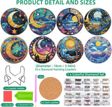 8 Pcs Diamond Art Coasters Moon Diamond Painting Coasters Kits with Holder Cork Pads DIY Moon Diamonds Art Painting Coaster Set for Adults Beginners Crafts Supplies mrpwnle