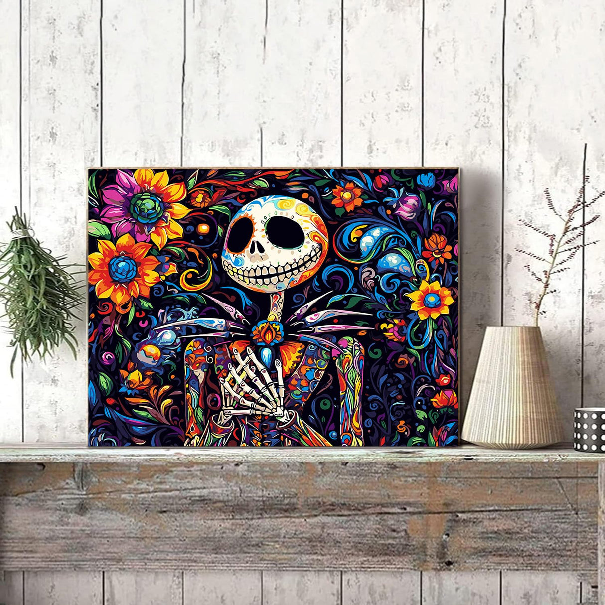 Meothan Jack Paint by Numbers Kits for Adults Beginners-Halloween Paint by Number for Adult, Adults Easy Canvas Paint by Numbers for Home Decor and Gifts 16X12 inch Nightmare Before Christmas Meothan