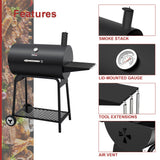 Royal Gourmet CC1830 30 Inch Barrel Charcoal Grill with Side Table, Outdoor BBQ Grill with 627 Sq. In. Cooking Space for Backyard, Patio and Parties, Black Royal Gourmet