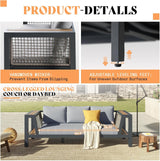 LUXOAK Outdoor Aluminum Patio Sofa, Modern 3-Seater Tool-Free Assembly Couch with Side Table Armrest, Deep Seating with Thick Cushions, Weatherproof Backyard Furniture for Porch, Balcony, Deck LUXOAK