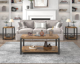 EXCEFUR Modern Coffee Table, Industrial Wood and Metal Center Table, Cocktail Tea Tables for Living Room, Rustic Brown EXCEFUR