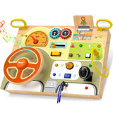 JGOBUB Montessori Toddler Toys - Baby Wooden Busy Board - Sensory Toys with Light Switch - Travel Toys for Educational Toddler Activities for Toddlers 1 2 3 4+ Year Old JGOBUB