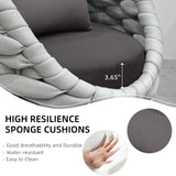 6-Piece Aluminum Patio Furniture Set, Modern Outdoor Conversation Set Sectional Sofa with Water Repellent Thick Cushions and Coffee Table for Balcony, Garden TWT