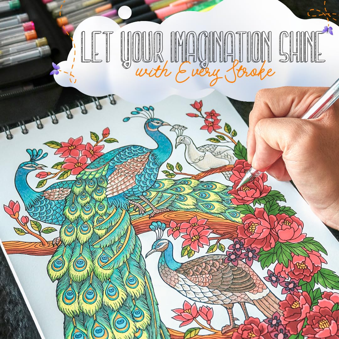 ColorIt Gel Pens Set for Coloring – 192 Pack with 12 Metallic, 12 Neon, 72 Glitter Gel Pens - 96 Refills & 2 Travel Cases - Vibrant Colors for Journaling, Writing, Coloring Books, & Creative Projects ColorIt