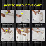 Foldable Utility Cart Folding Portable Rolling Crate Handcart with Durable Heavy Duty Plastic Telescoping Handle Collapsible 4 Rotate Wheels for Travel,Shopping, Luggage, Office, Teacher(White) MACOPRO