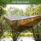 Camping Hammock, Portable Hammocks with Mosquito Net,Lightweight Nylon Parachute Hammock with 10ft Tree Straps,Camping Gear Must Haves for Travel Hiking Backpacking Beach Patio-Green&Khaki Qevooon