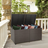 Tangkula 175 Gallon Outdoor Storage Box, Wicker Patio Deck Box with 2 Universal Wheels and Waterproof Zippered Liner, Outdoor Storage Container for Cushions, Toys and Garden Tools Tangkula