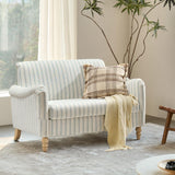 EcoHarbor Living 50.5" Mid-Century Modern Couch, Upholstered Sofa with Armrests, Stripe Mini Loveseat Couches for Small Space, Living Room, Bedroom, Office, Apartment, Blue EcoHarbor Living