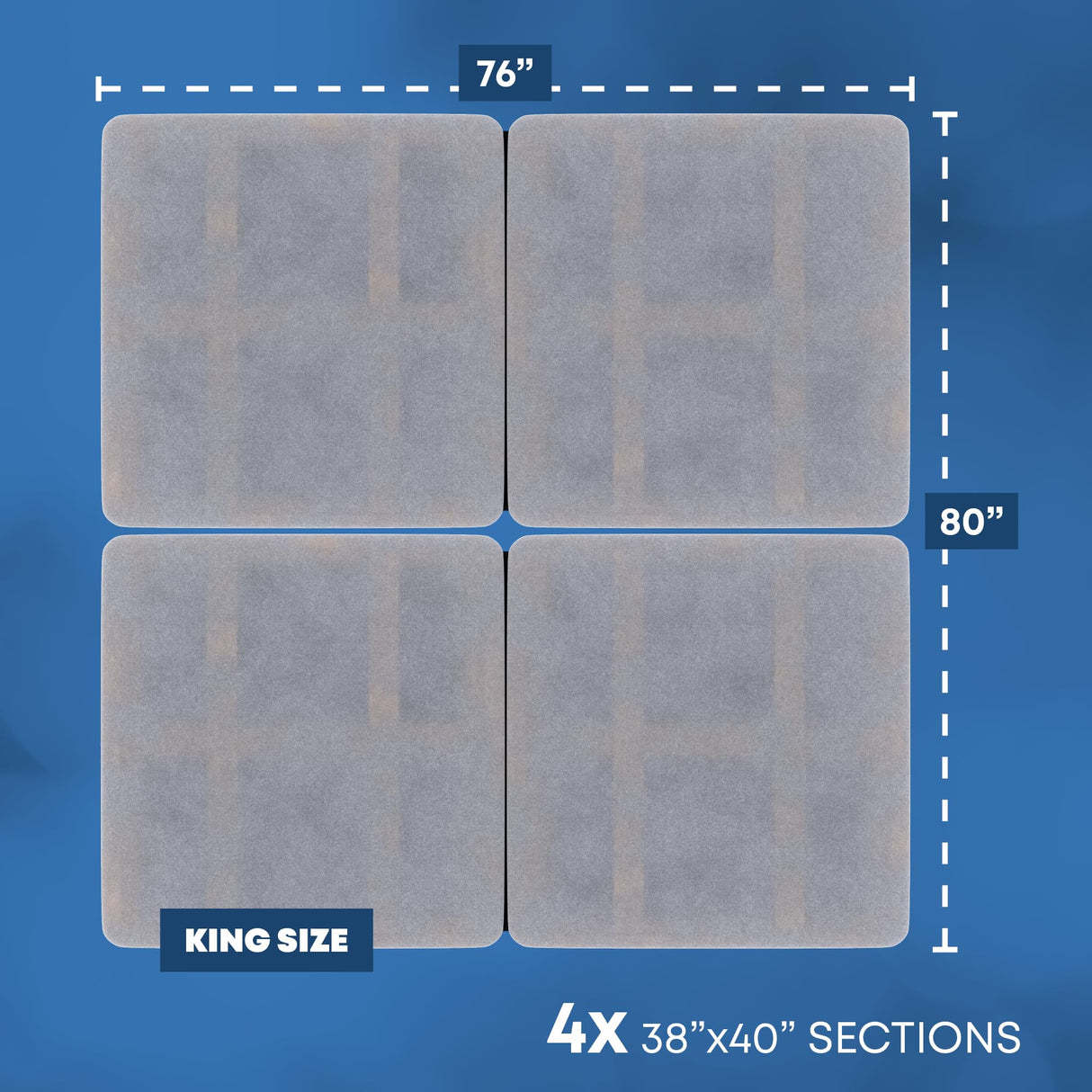 Treaton, 1.5" Split Wood Bunkie Board King Size Bed - 4-Piece Under Mattress Support, Fully Assembled, Fabric Ventilation Cover-Replaces Wooden Slats or Box Spring for Bed Frames Treaton