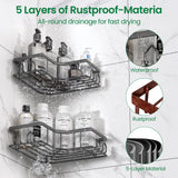 QHMCHLDZ Adhesive Shower Caddy, 2 Pack Corner Bath Organizer, Rustproof Stainless Steel Shower Shelves with Large Capacity, No Drilling Shelves for Bathroom Storage, Home, Kitchen Decor QHMCHLDZ