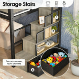 SogesGame Loft Bed with Stairs, Twin Loft Bed with Storage Drawers, Loft Bed for Kids and Teens, Space-Saving Heavy-Duty Bed Frame, No Box Spring Needed, Easy Assembly, Black SogesGame