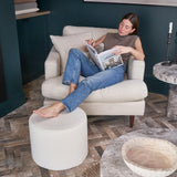 ZICOTO Beautiful Boucle Pouf Ottoman and Foot Rest - Elevate Your Living Room Decor with Lightweight Comfort and Charm - A Round Modern Foam Filled Foot Stool Perfect to Rest Your Feet ZICOTO