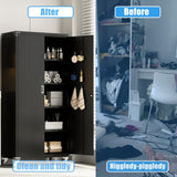 Waqiv 71''H Lockable Metal Garage Storage Cabinet on Wheels, Rolling Metal Storage Cabinet with 4 Adjustable Shelves, Rolling Tool Cabinet for Garage, Basement, Warehouse, Assembly Required Waqiv