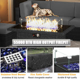 LayinSun 13 Pieces Outdoor Patio Furniture Set with 44" Fire Pit Table Brown Rattan Sectional Sofa Conversation Sets LayinSun