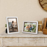 Shampsen 5x7 Picture Frames White and Rustic Brown Picture Frames Set of 2 for Wall and Tabletop Home Decor Gift for Birthday, Anniversary, Mother's Day Shampsen