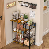 keomaisyto Coffee Bar Station, Coffee Station Cabinet with Dividers for Organizing Coffee Accessories, Farmhouse Coffee Stand, 3 Tier Coffee Table for Living Room/Entryway/Kitchen keomaisyto