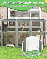 Catio Outdoor Cat Enclosure,71" L Outside Cat House Weatherproof, Wooden Catios for Cats Patio, Cat Houses with 3 Platforms (Grey, Large) Nyeekoy