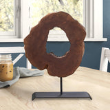 Warmaxx Wood Slice Statues on Stand Object 13.6" x 17.6" x 1.9" Handmade Solid Lychee Sculpture Tabletop Farmhouse Decoration Desk Decor for Home Living Room Office Warmaxx