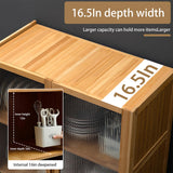 70" Bamboo Farmhouse Kitchen Pantry Cabinet with Acrylic Doors and Multi-Storage Drawers ouioyggk