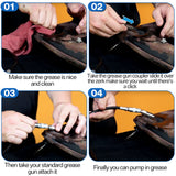 Saillong Grease Gun Coupler with 1/8 inch NPT Threads, Push on Slotted Right Angle 90 Degree Grease Coupler Fits Standard 1/8 inch NPT Grease Hoses, 2.1 Inch Length Saillong