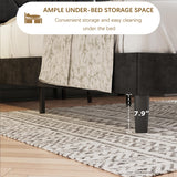 VECELO Full Size Bed Frame with Diamond Tufted Headboard, Upholstered Platform Bedframe with Wood Slat Support, No Box Spring Needed, Velvet & Black VECELO