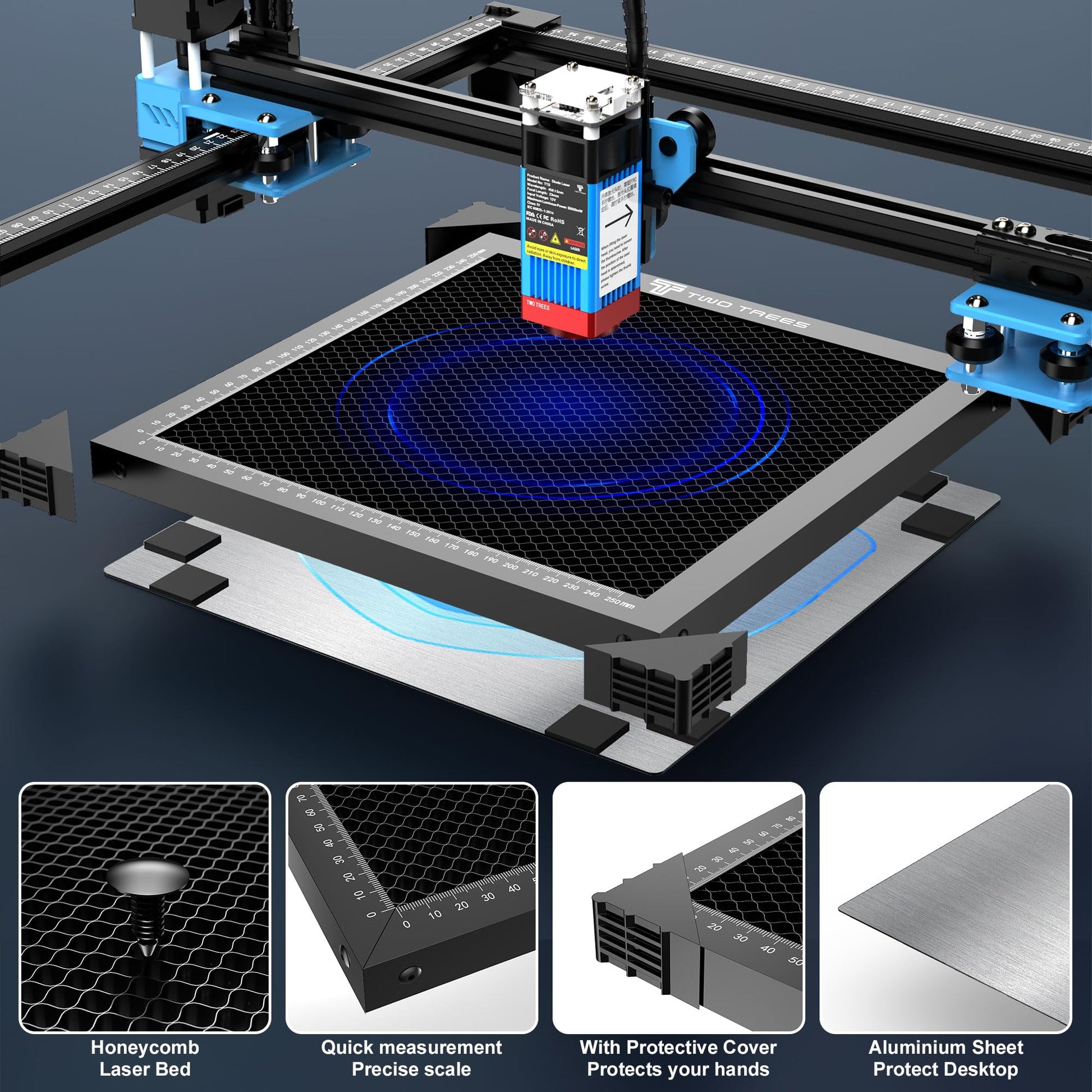 500 * 500mm Honeycomb Laser Bed Honeycomb Working Table Laser Honeycomb for CO2 or Laser Engraver Cutting Machine with Aluminum Plate (Available Sizes 460 x 460 mm) - WoodArtSupply