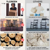 TLGREEN Outdoor Rocking Chair, Solid Wood Oversized Rocking Chair Outdoor with Wide Seat，All Weather Porch Patio Wooden Rocking Chair, Easy to Assemble for Indoor,Outdoor （Black） TLGREEN