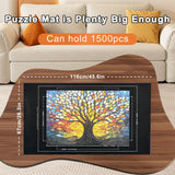Napzy Puzzle Mat-Jigsaw Puzzles Matt Roll Up to 1500pcs Roll-up Puzzled Board Puzzling Organizers and Storage with 8PCS Jigsaws Sorting Trays, Drawstring Storages Bag Portable Jigsawn Keeper Saver Napzy