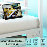 Fixwal Twin Bed Frame with Charging Station, Metal Bed Frame with Port and Outlet, White Fixwal
