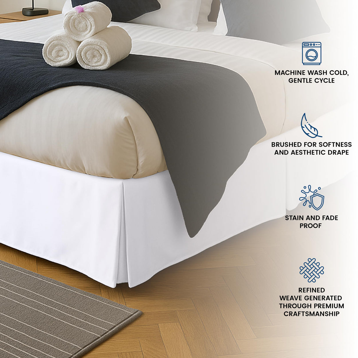 Utopia Bedding Queen Bed Skirt - Soft Quadruple Pleated Ruffle - Easy Fit with 16 Inch Tailored Drop - Hotel Quality, Shrinkage and Fade Resistant (Queen, White) Utopia Bedding
