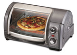 Hamilton Beach Easy Reach 4-Slice Countertop Toaster Oven With Roll-Top Door, 1200 Watts, Fits 9” Pizza, 3 Cooking Functions for Bake, Broil and Toast, Silver (31344DA) Hamilton Beach