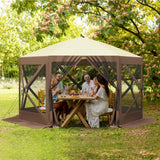Hipicute Pop Up Gazebo,10 X 10 Ft Portable Outdoor Camping Pop Up Canopy Screen Tent with Mosquito Netting Gazebo,Waterproof 6 Sidewalls,Ground Stakes,Carry Bag for Lawn, Garden, Backyard(Brown) Hipicute