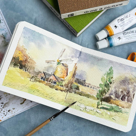 SEMLEART Watercolor Journal - Compact & Portable, 2 Pack, 3.93x3.93” 30 Pages Each, Cold-Pressed, 140lb/300gsm - Ideal for Sketching and Watercolor Painting on The Go (Orange) SEMLEART