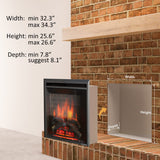 PuraFlame Western Electric Fireplace Insert with Fire Crackling Sound, Remote Control, 750/1500W, Black, 33 1/16 Inches Wide, 25 9/16 Inches High PuraFlame