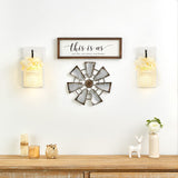 Mkono 11.5" Small Farmhouse Windmill Wall Decor Rustic Iron Wall Hanging Decoration Metal Wall Art Ornament for Bedroom Nursery Living Room Dorm Home Mkono